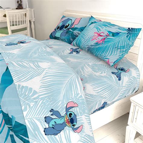 Stitch bed sheets - Super sweet twin size bedding with Lilo & Stitch. I love how bright and tropical these color are throughout all the pieces. The best is the reversible comfortable with different colors and designs on each side. Perfect for spring and summer room designs, really brightens up your color scheme. Very soft materials, I typically will wash bedding ...